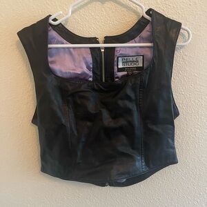 Pelle Studio Black Leather Crop Top